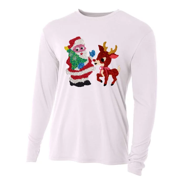 Cute Santa Reindeer Best Friends Christmas Cheer Cooling Performance Long Sleeve Crew