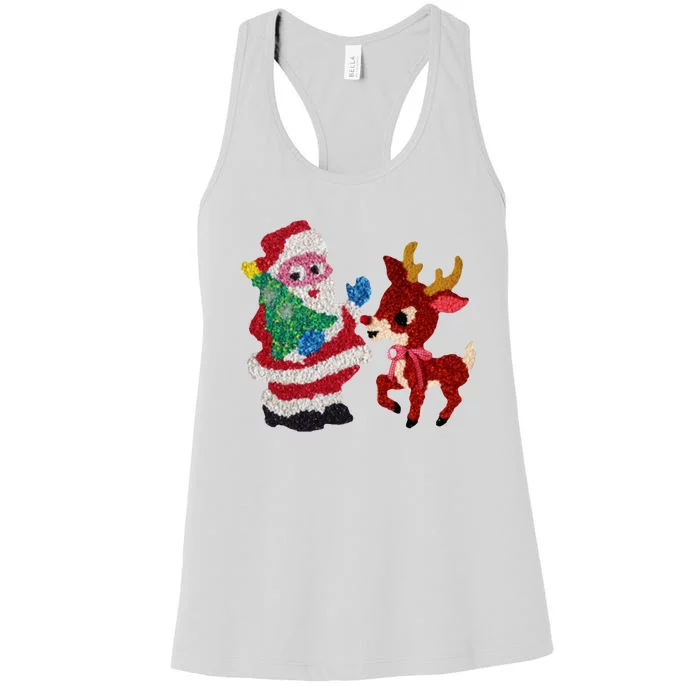 Cute Santa Reindeer Best Friends Christmas Cheer Women's Racerback Tank