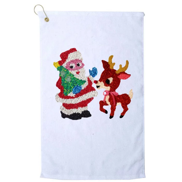 Cute Santa Reindeer Best Friends Christmas Cheer Platinum Collection Golf Towel