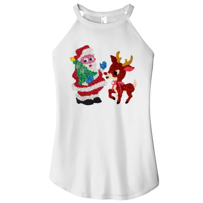 Cute Santa Reindeer Best Friends Christmas Cheer Women’s Perfect Tri Rocker Tank