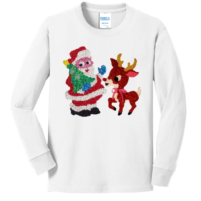 Cute Santa Reindeer Best Friends Christmas Cheer Kids Long Sleeve Shirt