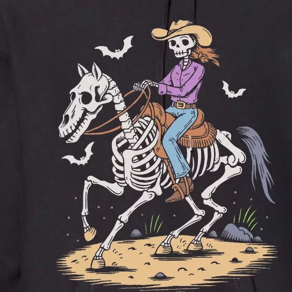 Cow Skeleton Riding Horse Spooky Halloween Western Premium Hoodie