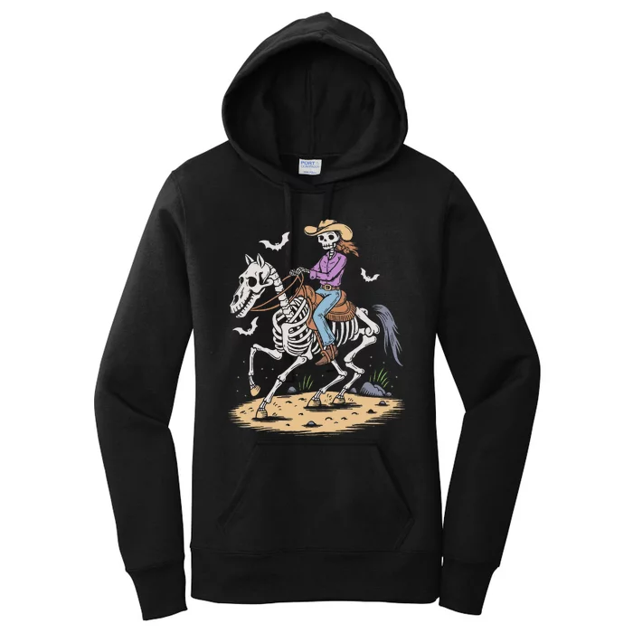 Cow Skeleton Riding Horse Spooky Halloween Western Women's Pullover Hoodie