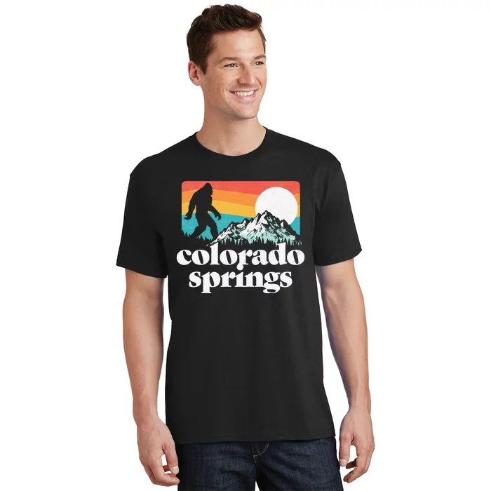 Colorado Springs Retro Bigfoot Mountains T-Shirt