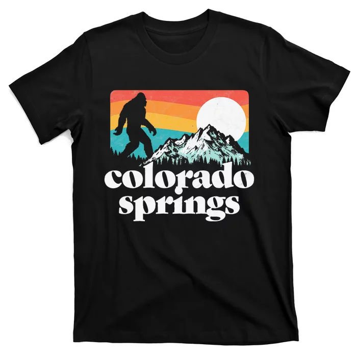 Colorado Springs Retro Bigfoot Mountains T-Shirt