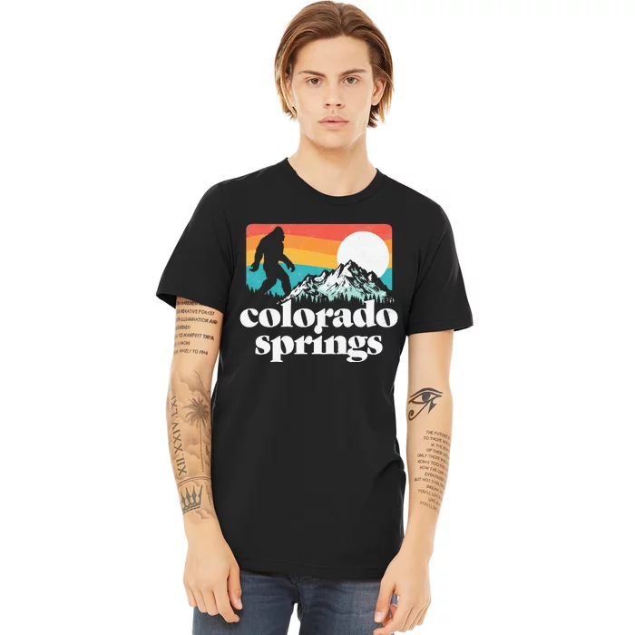 Colorado Springs Retro Bigfoot Mountains Premium T-Shirt