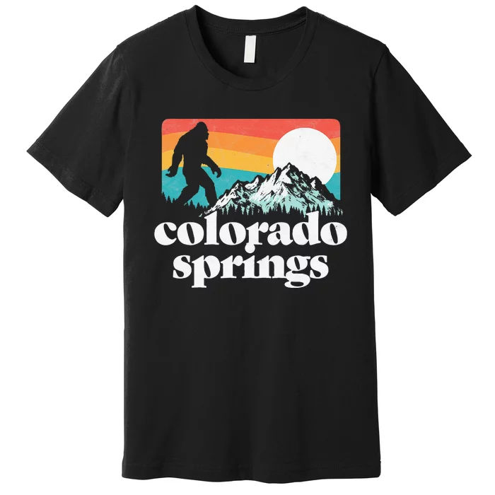 Colorado Springs Retro Bigfoot Mountains Premium T-Shirt