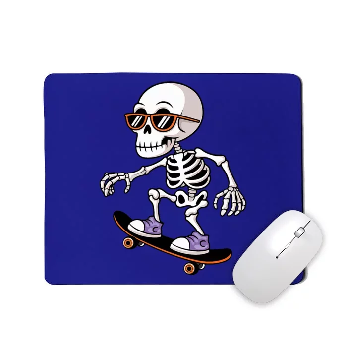 Cool Skeleton Riding Skateboard Halloween Mousepad