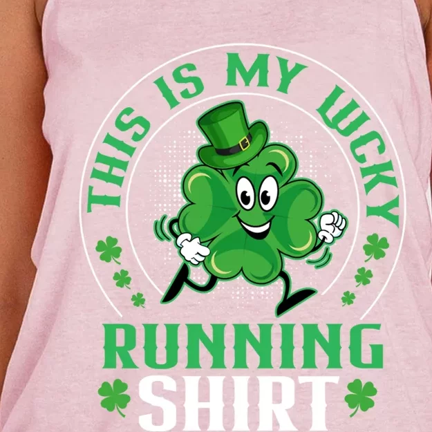 Cute Shamrock Running St Patricks Day Lucky Running Team Gift Women's Knotted Racerback Tank