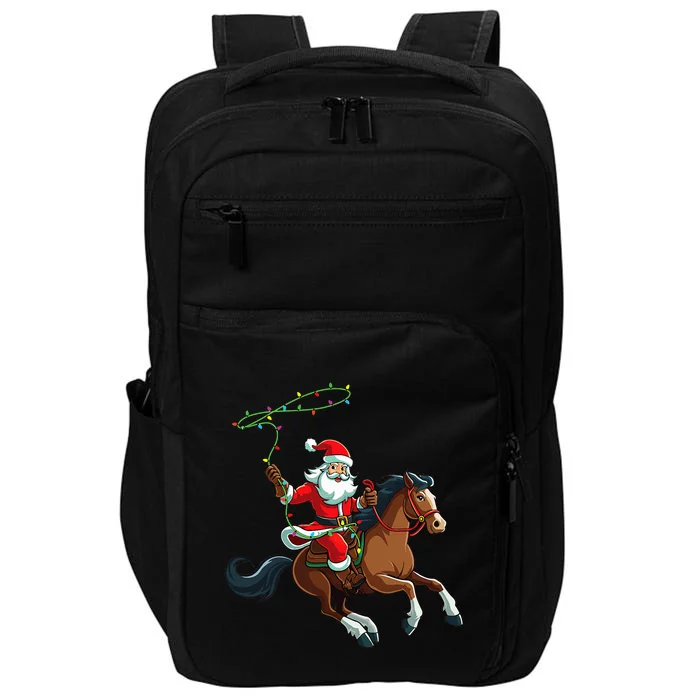 Cowboy Santa Riding A Horse Christmas Funny Impact Tech Backpack