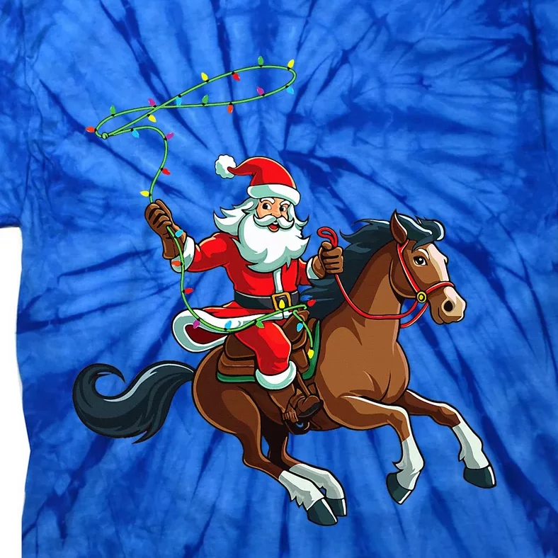 Cowboy Santa Riding A Horse Christmas Funny Tie-Dye T-Shirt