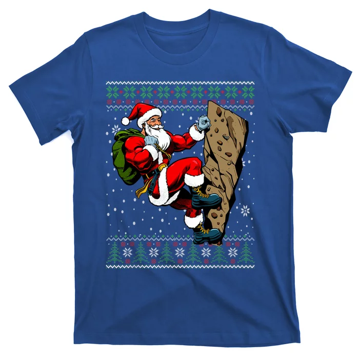 Christmas Santa Rock Climbing Ugly Christmas Sweater Gift T-Shirt