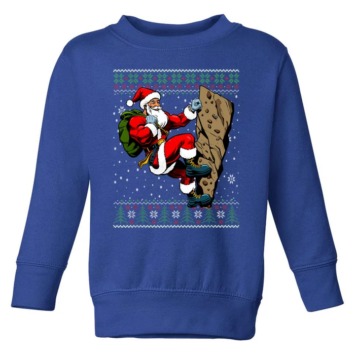 Christmas Santa Rock Climbing Ugly Christmas Sweater Gift Toddler Sweatshirt