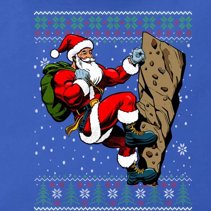 Christmas Santa Rock Climbing Ugly Christmas Sweater Gift Zip Tote Bag