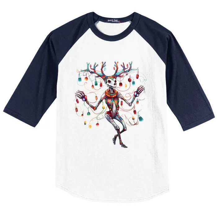 Christmas Skeleton Reindeer Dancing Matching Pajamas Xmas Cute Gift Baseball Sleeve Shirt