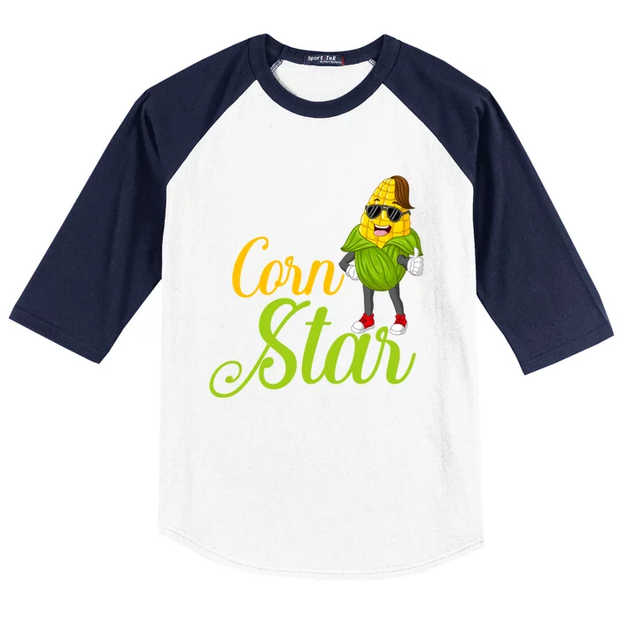 Corn Star Rancher Barnyard Harvest Farming Barn Cattle Gift Baseball Sleeve Shirt