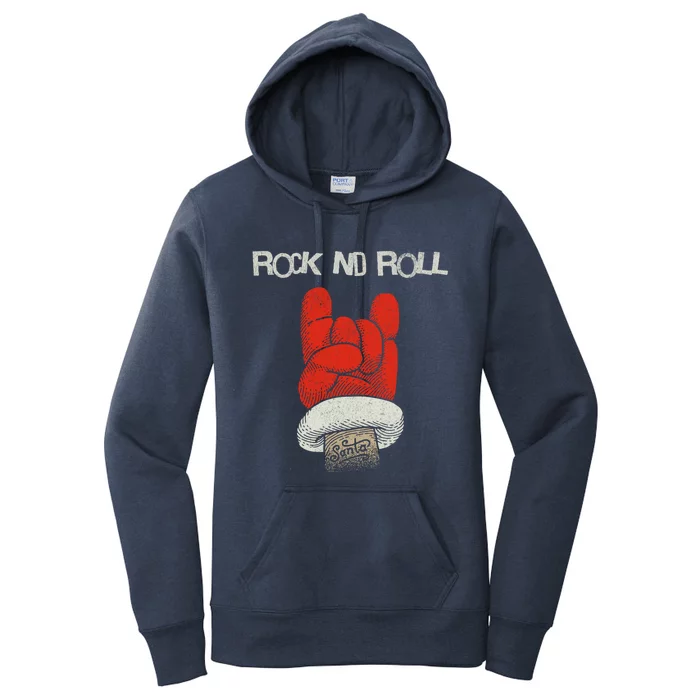 Christmas Santa Rock Nd Roll Music Lovers Christmas Costume Gift Women's Pullover Hoodie