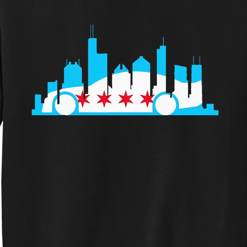 Chicago Skyline Race Car Chicago Flag Tall Sweatshirt