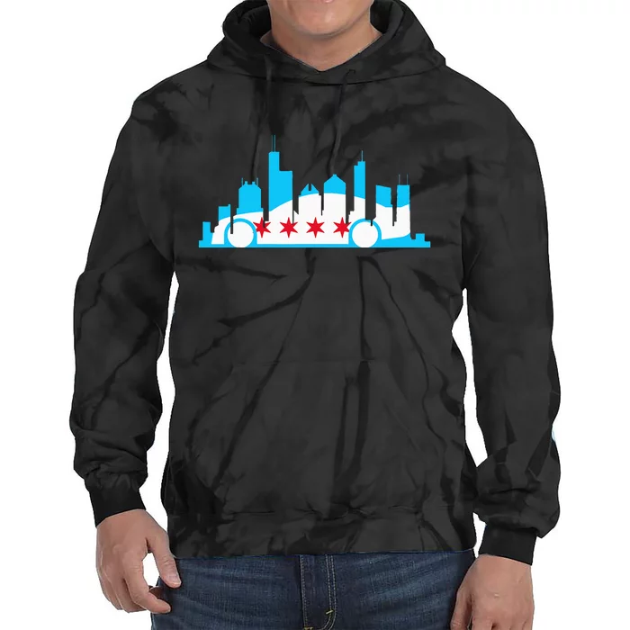 Chicago Skyline Race Car Chicago Flag Tie Dye Hoodie