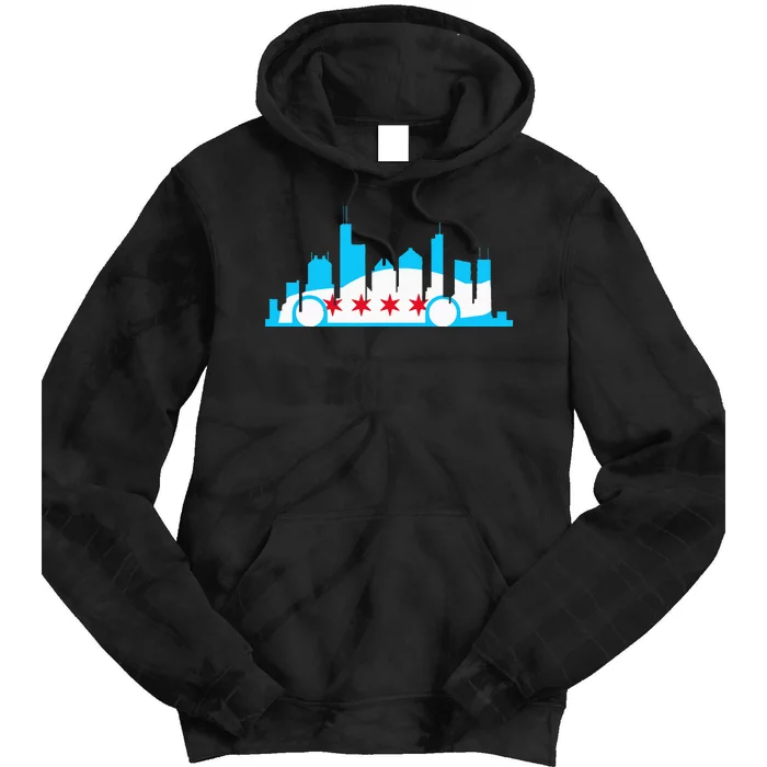 Chicago Skyline Race Car Chicago Flag Tie Dye Hoodie