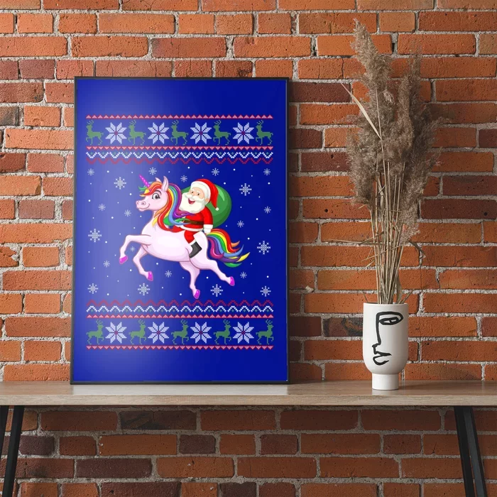 Christmas Santa Riding Unicorn Funny Ugly Xmas Sweater Gift Poster