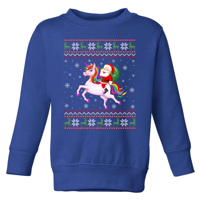 Christmas Santa Riding Unicorn Funny Ugly Xmas Sweater Gift Toddler Sweatshirt