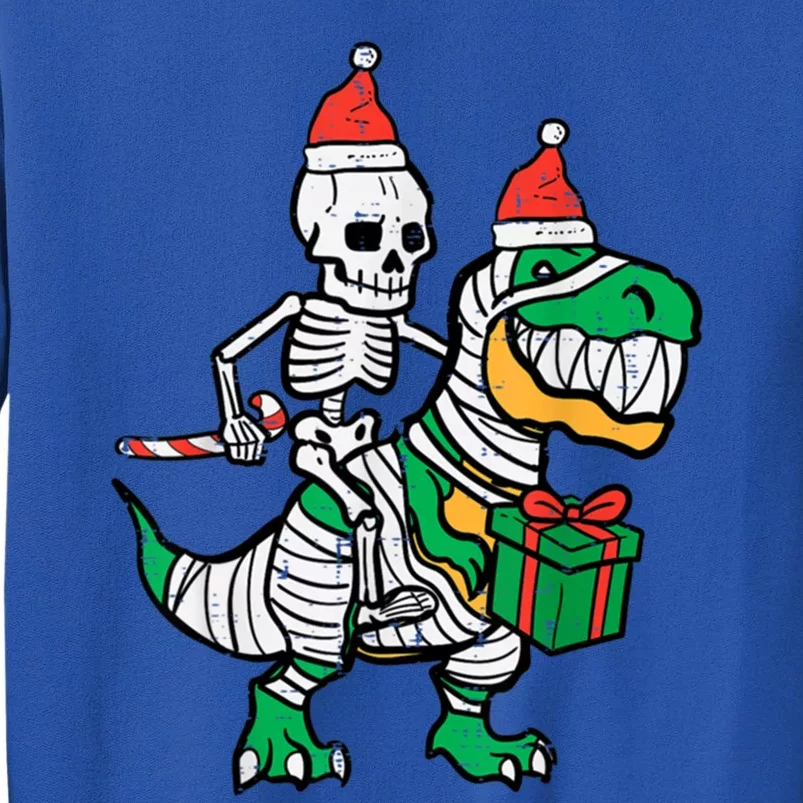 Christmas Skeleton Riding T Rex Santa Xmas Dino Gift Tall Sweatshirt