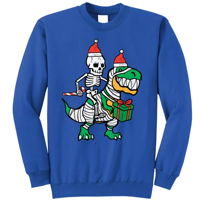 Christmas Skeleton Riding T Rex Santa Xmas Dino Gift Tall Sweatshirt