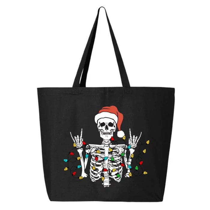 Christmas Skeleton Rocker Wrapped in Xmas Lights Santa Hat 25L Jumbo Tote