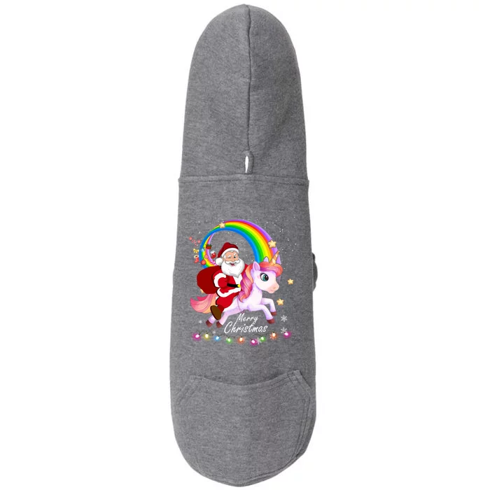 Christmas Santa Riding Unicorn Xmas Funny Gift Cute Gift Doggie 3-End Fleece Hoodie