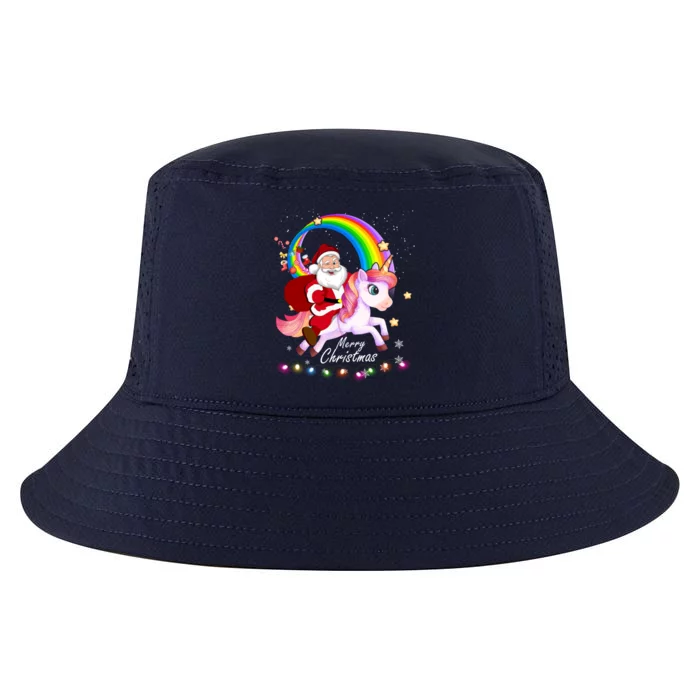 Christmas Santa Riding Unicorn Xmas Funny Gift Cute Gift Cool Comfort Performance Bucket Hat