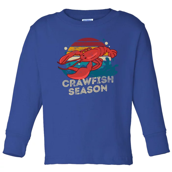 Crawfish Season Retro Crawfish Boil Love Crayfish Seafood Gift Toddler Long Sleeve Shirt