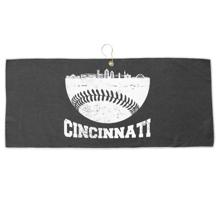 Cincinnati Skyline Retro Cincinnati Baseball Vintage Large Microfiber Waffle Golf Towel