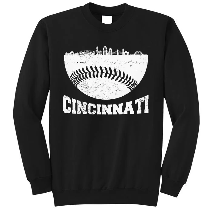 Cincinnati Skyline Retro Cincinnati Baseball Vintage Tall Sweatshirt