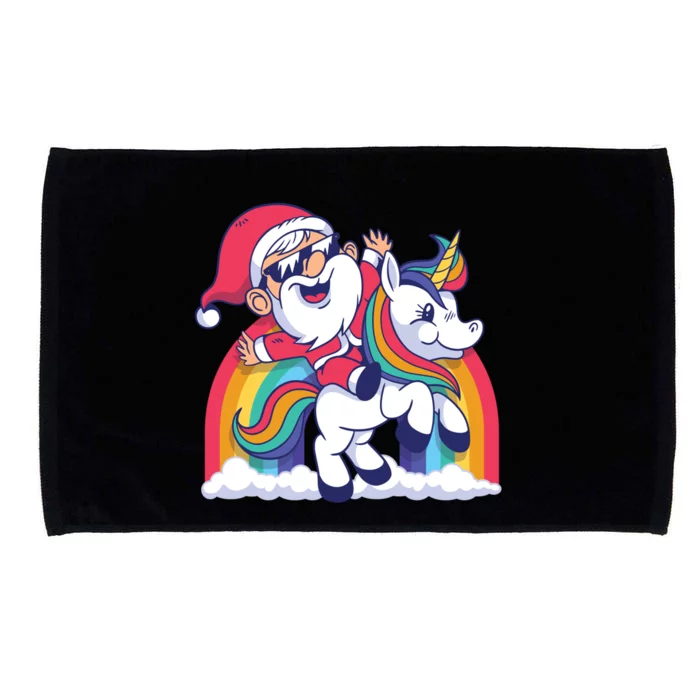 Christmas Santa Riding Unicorn Xmas Pajama Funny Gift Meaningful Gift Microfiber Hand Towel