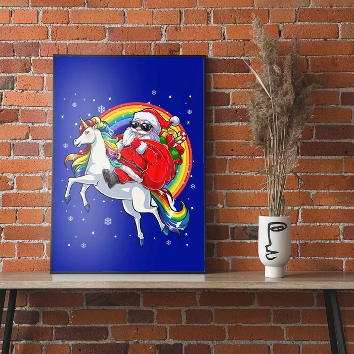 Christmas Santa Riding Unicorn Xmas Gift Meaningful Gift Poster