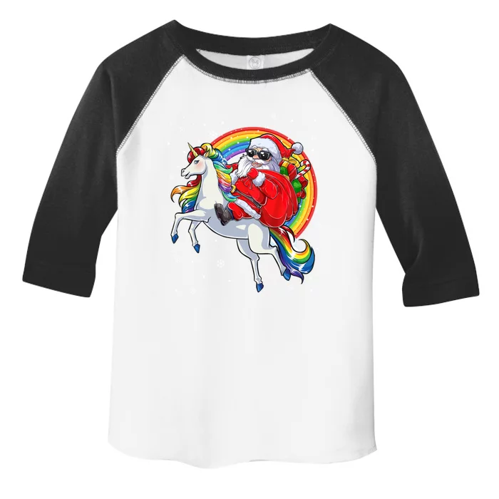 Christmas Santa Riding Unicorn Xmas Gift Meaningful Gift Toddler Fine Jersey T-Shirt