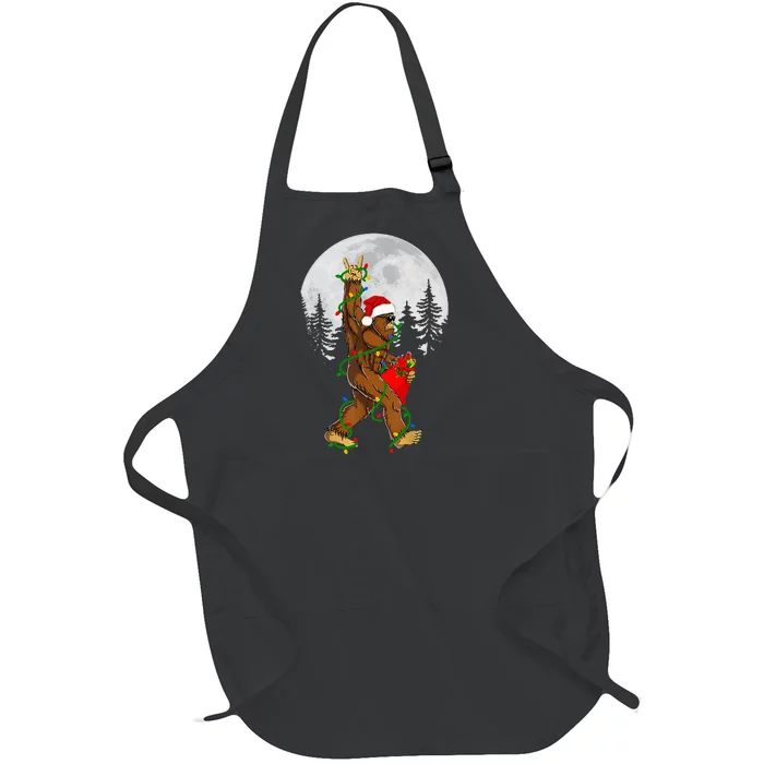 Christmas Sasquatch Rock Roll Carrying Bag Gifts Bigfoot Full-Length Apron With Pocket