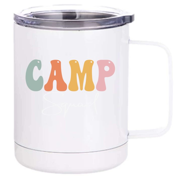 Camp Squad Retro Groovy Vintage Happy First Day Of School Gift Front & Back 12oz Stainless Steel Tumbler Cup