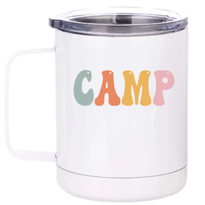 Camp Squad Retro Groovy Vintage Happy First Day Of School Gift Front & Back 12oz Stainless Steel Tumbler Cup