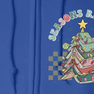 Christmas Seasons Reading Retro Book Tree Lights Xmas Reader Cool Gift Full Zip Hoodie