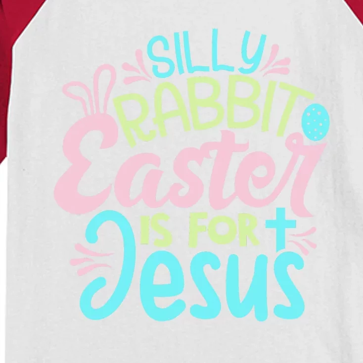 Colorful Silly Rabbit Easter Is For Jesus Christ Funny Kids Colorblock Raglan Jersey