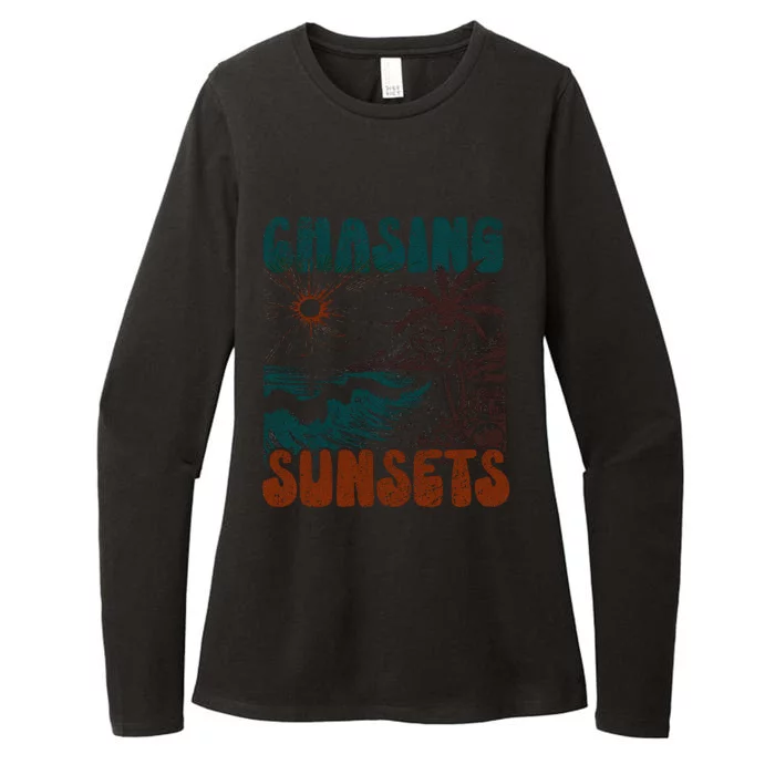 Chasing Sunsets Retro Summer Sublimation Womens CVC Long Sleeve Shirt