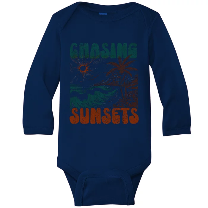 Chasing Sunsets Retro Summer Sublimation Baby Long Sleeve Bodysuit