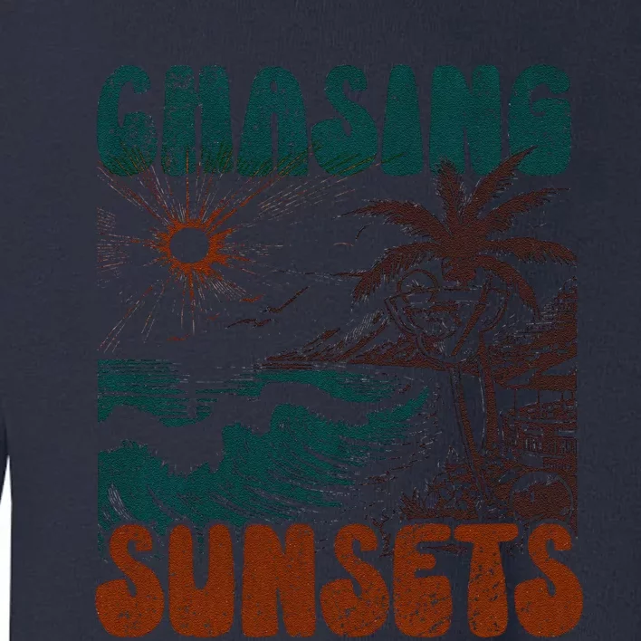 Chasing Sunsets Retro Summer Sublimation Toddler Sweatshirt