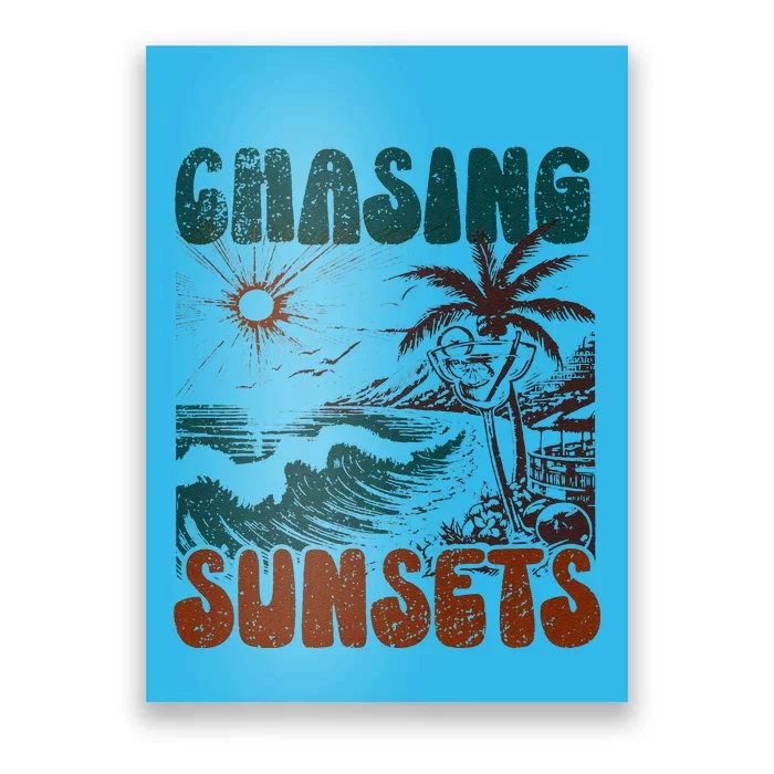 Chasing Sunsets Retro Summer Sublimation Poster