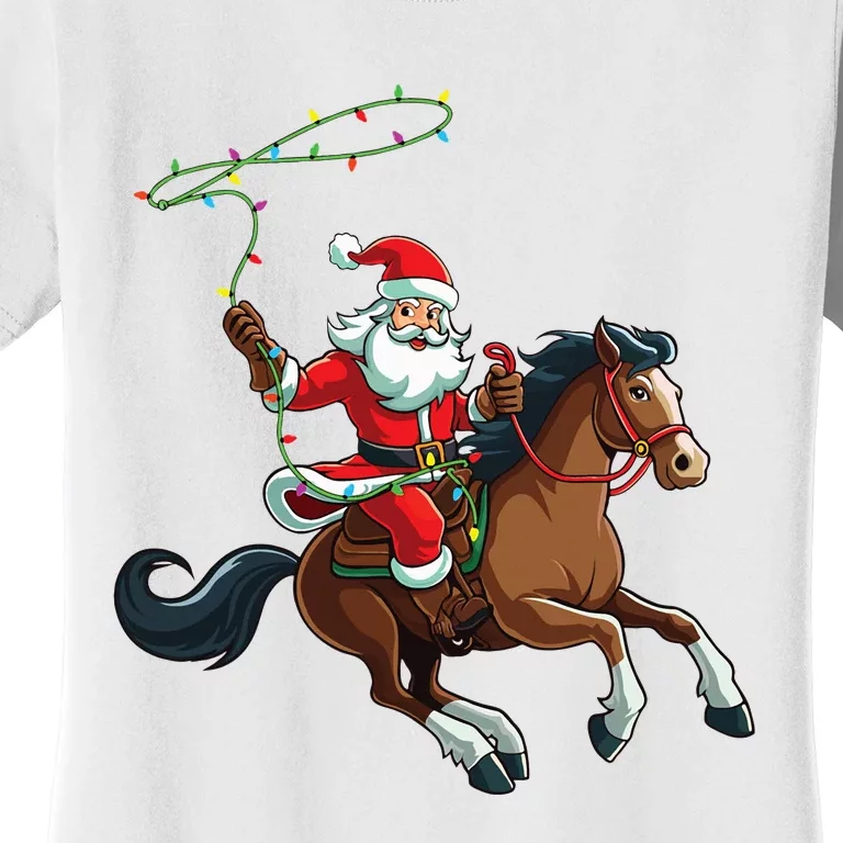 Cowboy Santa Riding A Horse Christmas Funny Women's T-Shirt