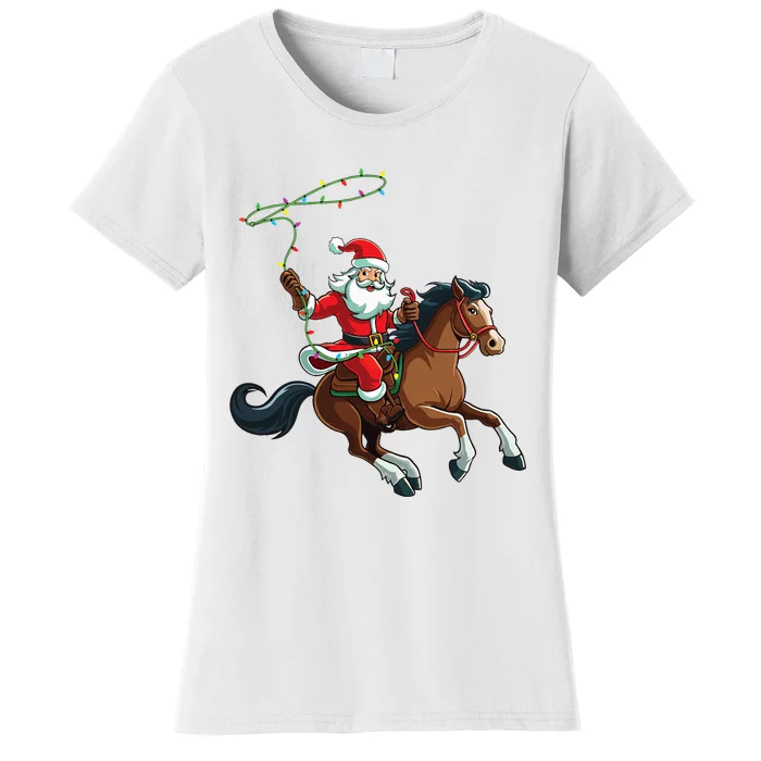 Cowboy Santa Riding A Horse Christmas Funny Women's T-Shirt