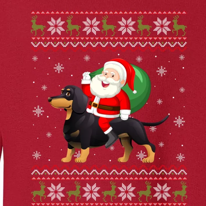 Christmas Santa Riding Dachshund Dog Funny Ugly Xmas Toddler Sweatshirt