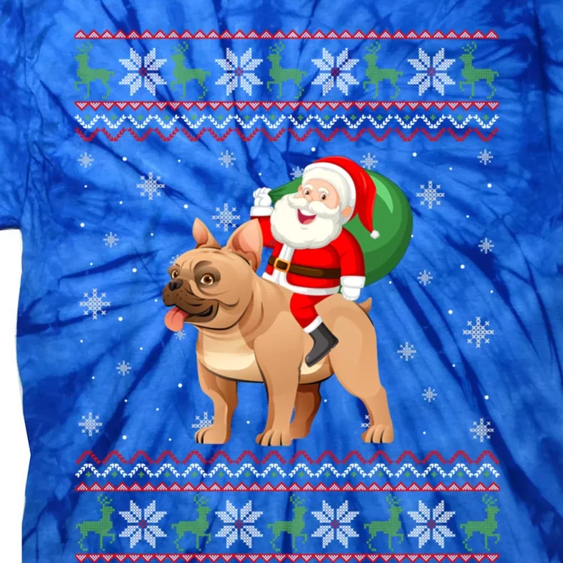 Christmas Santa Riding French Bulldog Ugly Xmas Sweater Gift Tie-Dye T-Shirt